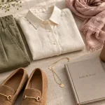 Quelle couleur va bien avec le kaki vêtement : blanc, camel et rose en tenue zen