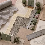 Aménagement allée entrée maison avec drainage anti-flaques, mousse et gravier dispersé