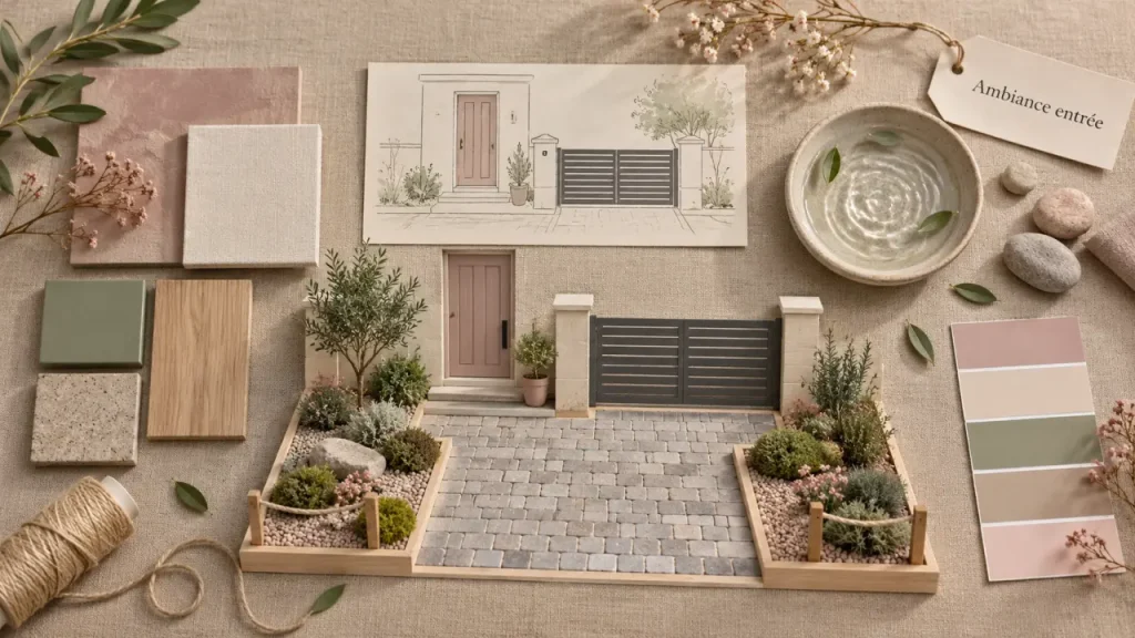 Aménagement extérieur devant maison : une entrée accueillante sans multiplier les travaux