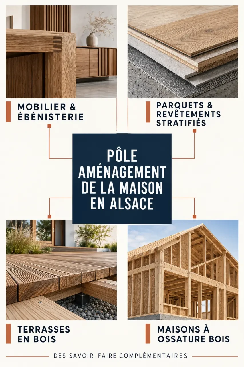 Pôle aménagement maison : schéma des expertises complémentaires du réseau alsacien