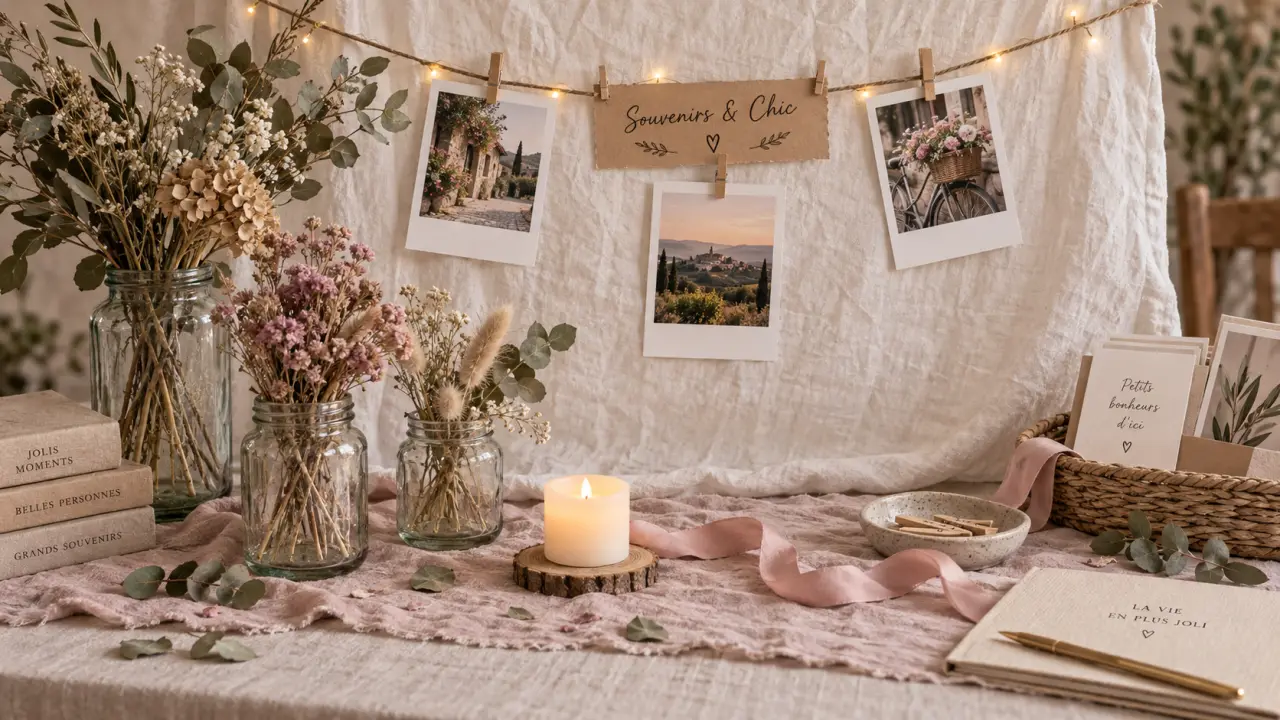 Photobooth DIY chic pour idées déco anniversaire adulte à faire soi-même