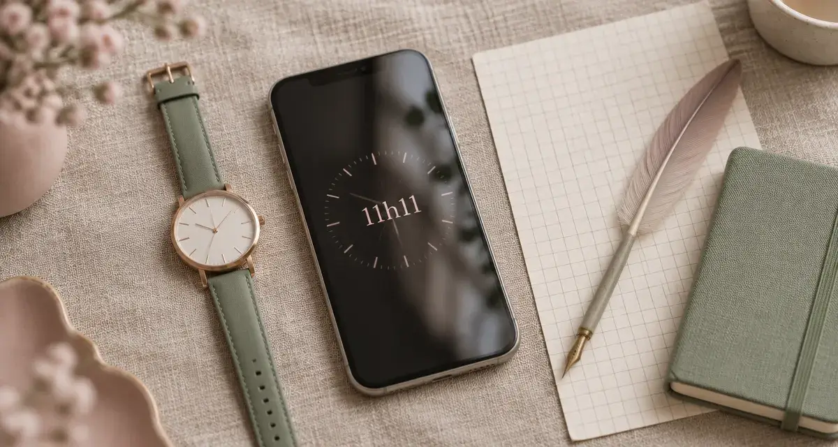 Voir plusieurs heures miroir par jour : reflet 11h11 sur montre et téléphone